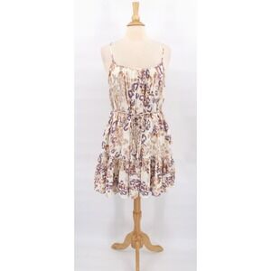 BTFL Life strappy summer dress size‎ L belted flounced lined animal print